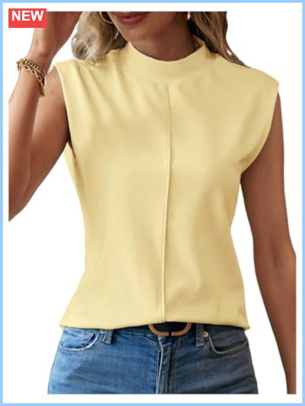 WDIRARA Women's Mock Neck Cap Sleeve Business Tank Top